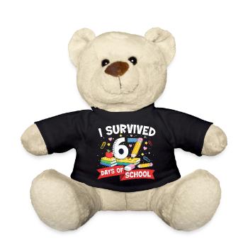 Funny Meme 67 Days Survived School Student - Teddy Bear - black - Front