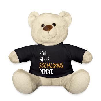 EAT SLEEP SOCIALIZING Gesellig Sein Vernetzung - Teddy - Schwarz - Vorne
