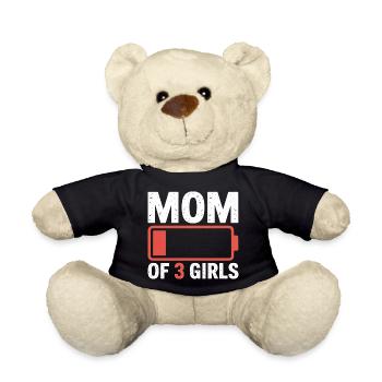 Logo de la batterie de la mère de trois filles - Nounours - noir - Devant