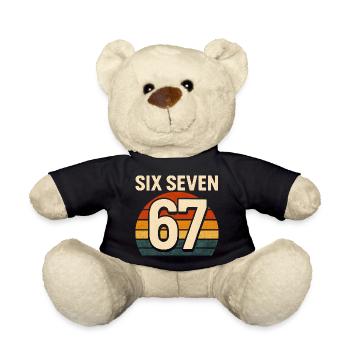 Six Seven 67 Italian Brainrot Retro Sunset Meme - Teddy Bear - black - Front