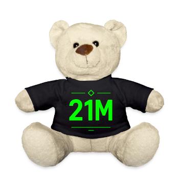 21M Bitcoin Schriftzug Neon Grün Motiv Limit - Teddy - Schwarz - Vorne