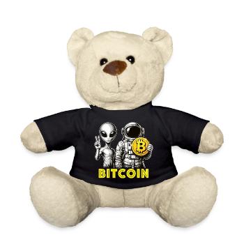 Bitcoin Alien Astronaut Crypto zum Mond - Teddy - Schwarz - Vorne