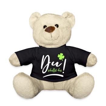 Du schaffst das! Glücksbringer Glück Mutmacher - Teddy - Schwarz - Vorne