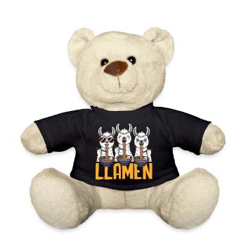 Lamas Essen Ramen Nudel Fan Kawaii - Teddy - Schwarz - Vorne