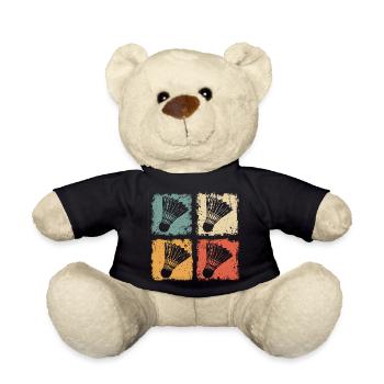 Badminton Shuttlecock Retro Style - Teddy Bear - black - Front