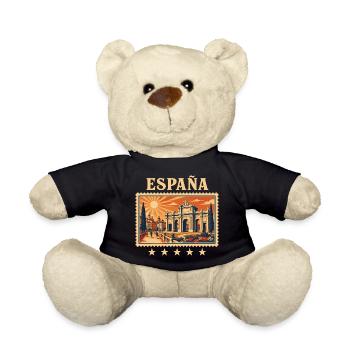 Madrid Sonne im Briefmarkenstil - Teddy - Schwarz - Vorne