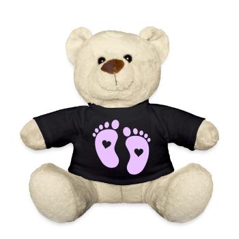 Delicate Heart Paws Baby Print - Teddy Bear - black - Front
