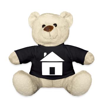 Haus minimal Bauherr Geschenk  - Teddy - Schwarz - Vorne