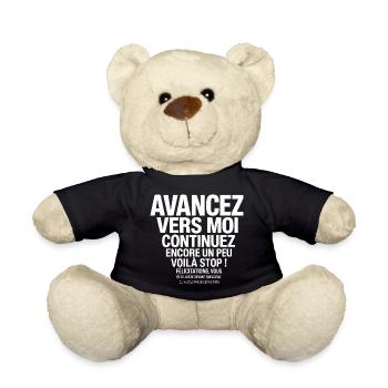 T-shirt Ping Pong Humour Cadeau  - Nounours - noir - Devant