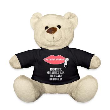 Reißverschluss Mund – Keine Ahnung, Mund halten - Teddy - Schwarz - Vorne