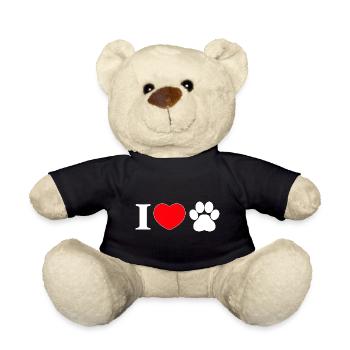 "I love" with paw print - Teddy Bear - black - Front
