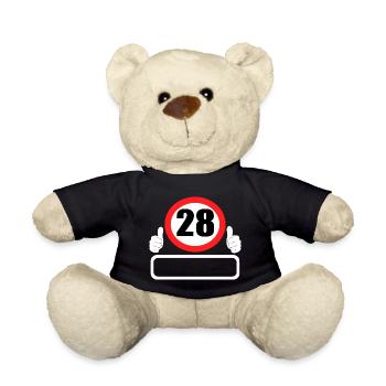 28 Geburtstag Verkehrszeichen 28 Jahre Dein Name - Teddy - Schwarz - Vorne