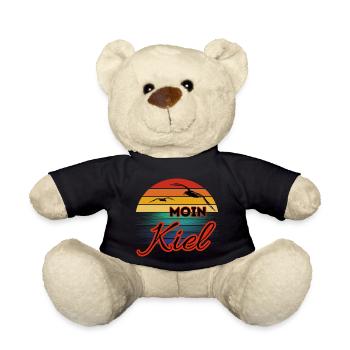 Moin Kiel with seagull in retro style - Teddy Bear - black - Front