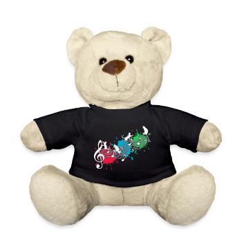 Lustige Katzen Notenlinien Farbkleckse - Teddy - Schwarz - Vorne