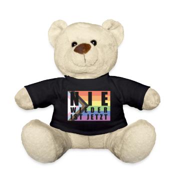 Nie Wieder ist jetzt LGBTQAI+ Flagge - Teddy - Schwarz - Vorne