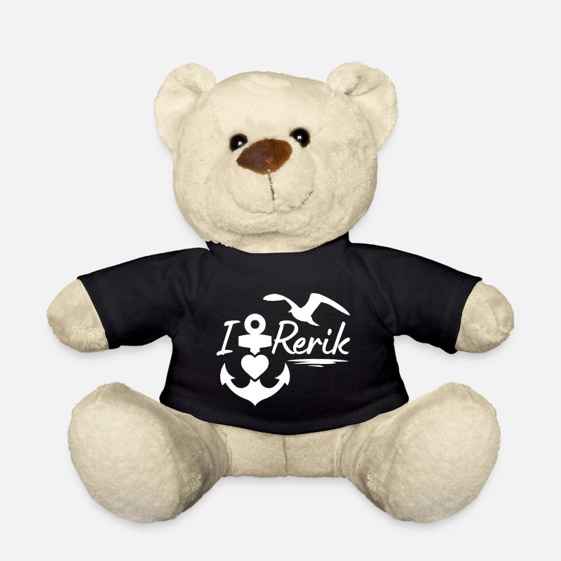 Rerik-Ich liebe Rerik mit Anker Herz & Möwe-Ostsee - Teddy - Schwarz