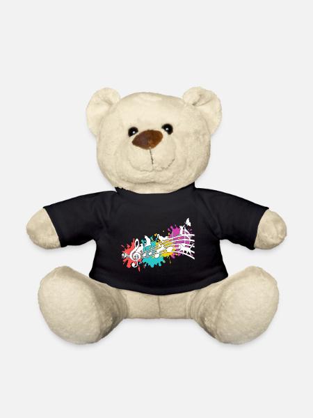 Lustige Katzen Notenlinien Farbkleckse - Teddy - Schwarz