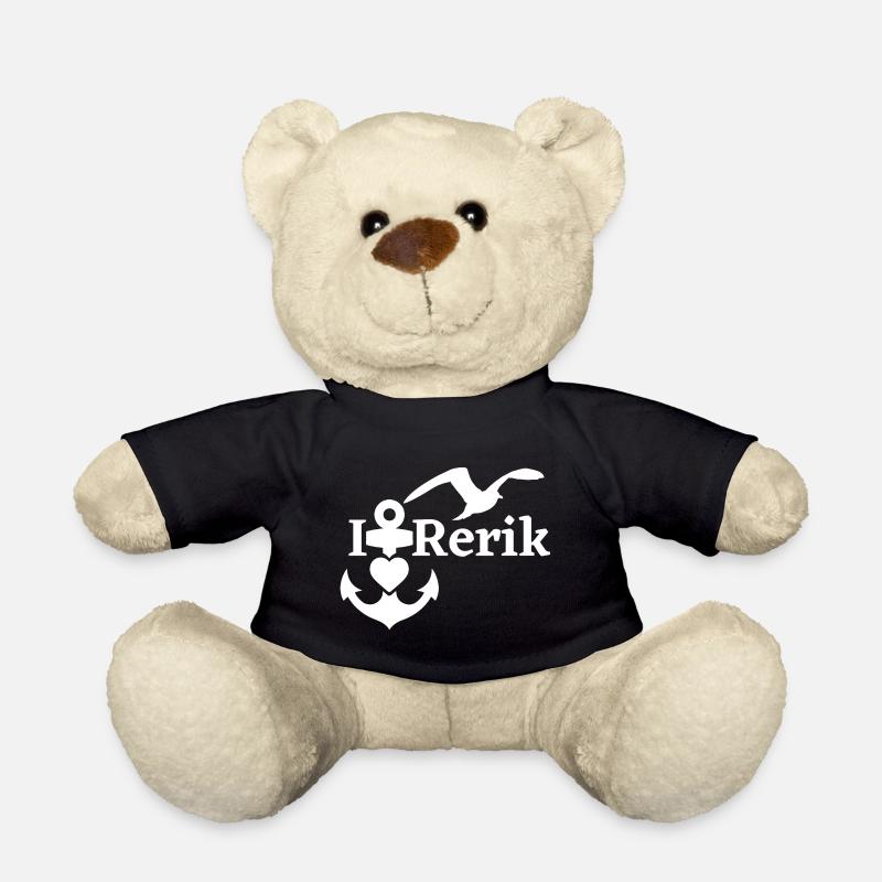 Rerik-Ich liebe Rerik mit Anker Herz & Möwe-Ostsee - Teddy - Schwarz