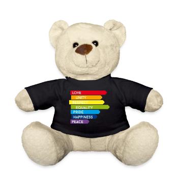 gay Amour Unité Respect Fierté joyeux Arc-en-ciel coloré - Nounours - noir - Devant