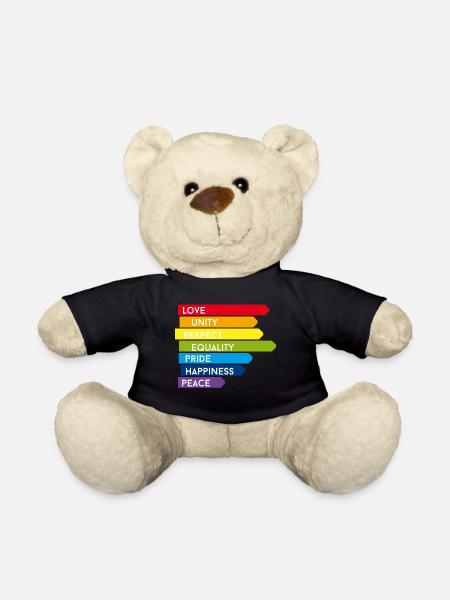gay Love Unity Respekt Pride happy Regenbogen bunt - Teddy - Schwarz