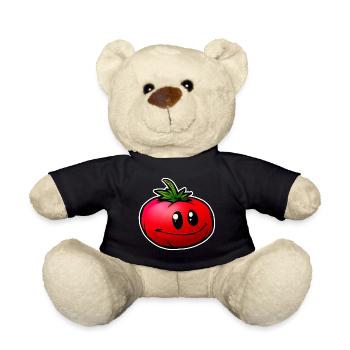 Fröhliche Cartoon Tomate Lächeln - Teddy - Schwarz - Vorne