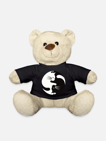 2 cats cuddle ,ying yang - Teddy Bear - black