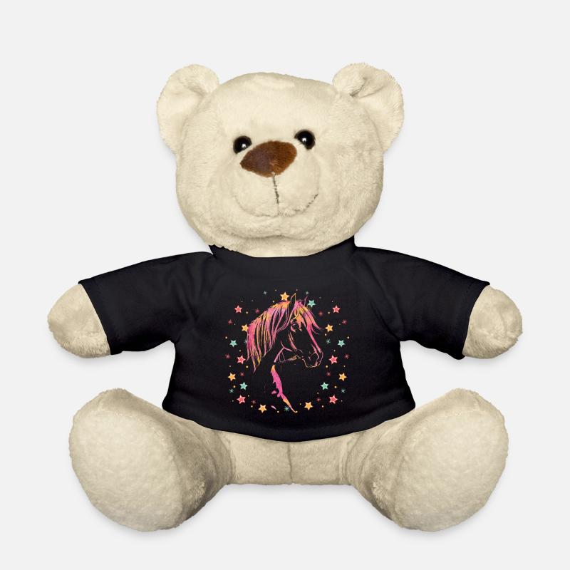 Tolles Pferde Shirt Mädchen Kinder Sternchen Horse - Teddy - Schwarz