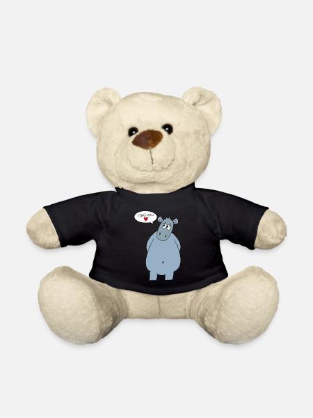 Friends Hippo Hippo Hippopotamus Gift Heart - Teddy Bear - black