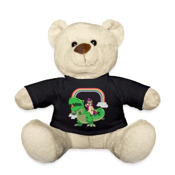 Unicorn loves T Rex - Teddy Bear - black - Front