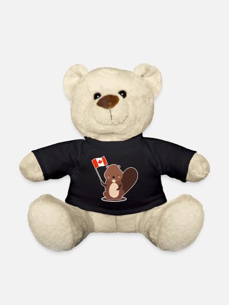 Biber Kanada süß Damm Geschenk Flagge Naturschutz - Teddy - Schwarz