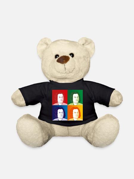 Johann Sebastian Bach in cartoon style - Teddy Bear - black