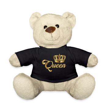 Krone Kronen König Königin JGA Hochzeit Braut Bräu - Teddy - Schwarz - Vorne