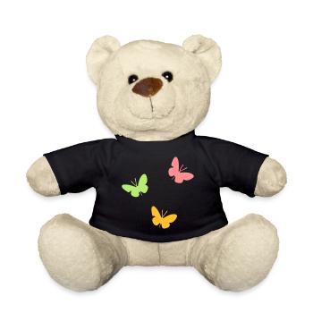 ★ Designfarben änderbar ★ Drei Schmetterlinge - Teddy - Schwarz - Vorne