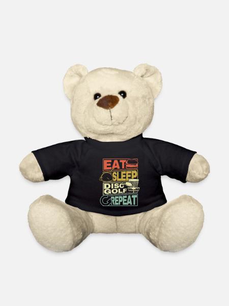 Eat Sleep Disc Golf Repeat Frisbee Geschenk Gift - Teddy Bear - black