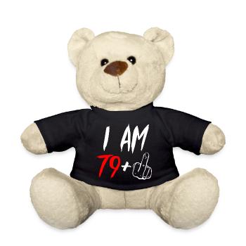 80. Geburtstag Mittelfinger 80 Jahre Geschenk - Teddy - Schwarz - Vorne