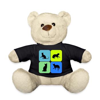 Cat Cat Cat Cat Cat Cat, Gift - Teddy Bear - black - Front