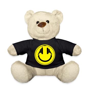 Headphones smiley wire plug - Teddy Bear - black - Front