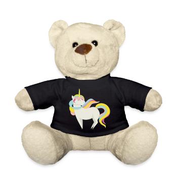Verzaubertes pastellfarbenes Einhorn - Teddy - Schwarz - Vorne