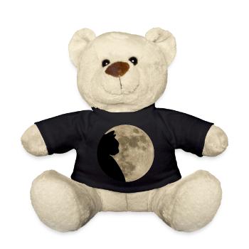 Cat moon cat design silhouette cat mom - Teddy Bear - black - Front