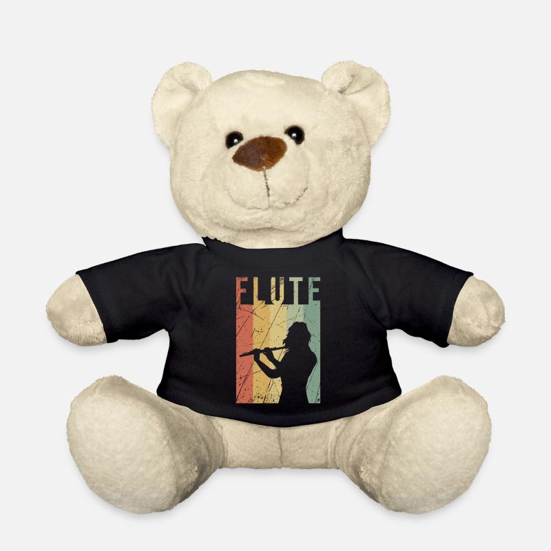 Flute transverse flute retro gift vintage music - Teddy Bear - black