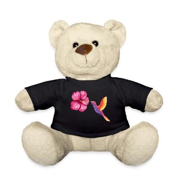 Kolibri und Hibiskus in Aquarell - Teddy - Schwarz - Vorne