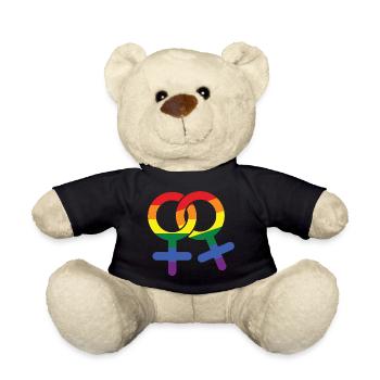 LGBT Lesbian Female Gift Symbol - Teddy Bear - black - Front