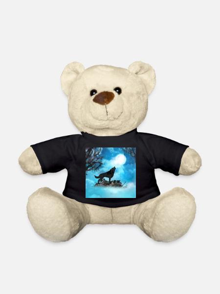 Awesome wolf in the night - Teddy Bear - black