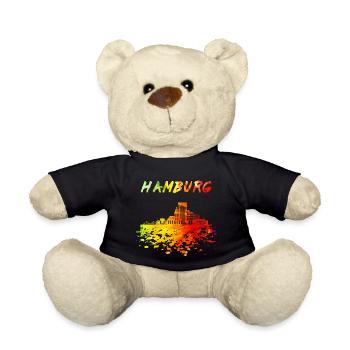 Hamburg Skyline / Hanseatic City Kietz Elbe Reeperbahn - Teddy Bear - black - Front