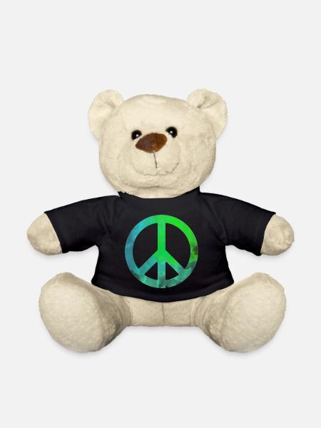 Peace green blue watercolor colorful gift symbol - Teddy Bear - black
