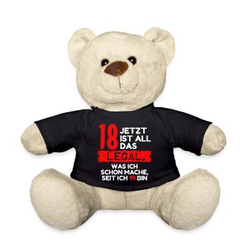 Lustig Spruch 18. Geburtstag Achtzehn Jahre Humor - Teddy - Schwarz - Vorne