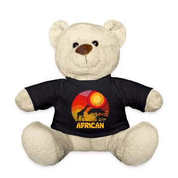 AFRICAN Giraffe Sun Savannah - Design - Teddy Bear - black - Front