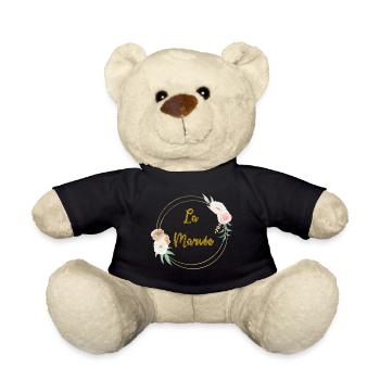 the gold bride and flowers - Teddy Bear - black - Front