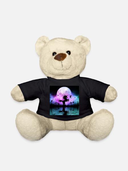 Wunderbares Einhorn mit Fee nachts - Teddy - Schwarz