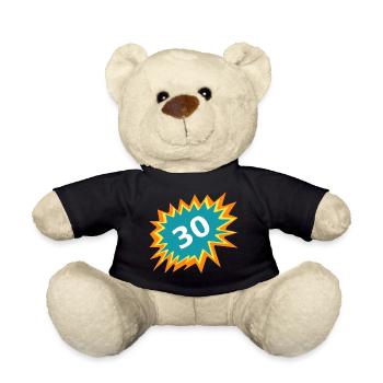 30 Colorful, 30th GB, Celebrate 30, Gift 30 - Teddy Bear - black - Front